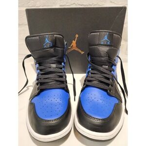 Nike Air Jordan 1 Mid Hyper Royal Black/Blue Men's Size 10.5 YEAR 2020!!!!